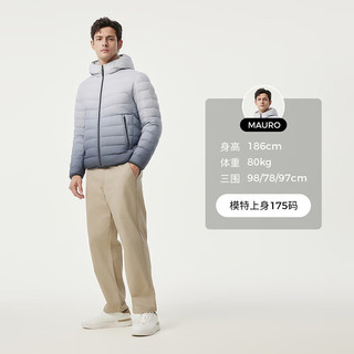 坦博尔 TAF310221A 轻薄保暖 几何线条灰 3XL 男士羽绒服