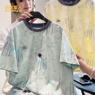 百亿补贴：布衣草人 童装男童短袖夏季薄款2026新款儿童撞色印花半袖上衣中大童T恤潮-