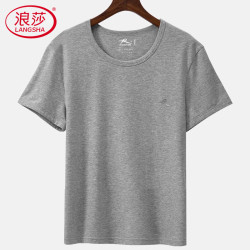 浪莎 短袖背心男士棉质圆领纯色简约薄款吸汗透气运动休闲打底衫