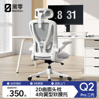 黑零 Q2二代人体工学椅电脑椅办公椅学生学习椅 Q2 Pro二代云白