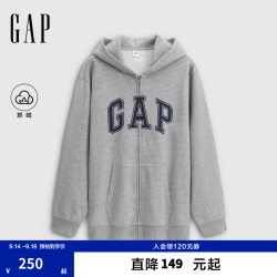 Gap 男女装秋款Logo印花宽松抓绒连帽卫衣休闲上衣786930 灰色 3XL