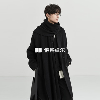 伯爵卓尔 羊毛混纺双面呢大衣 月夜黑 S(165) 男士中长款外套