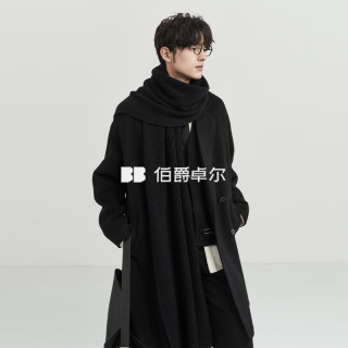 伯爵卓尔 羊毛混纺双面呢大衣 月夜黑 S(165) 男士中长款外套