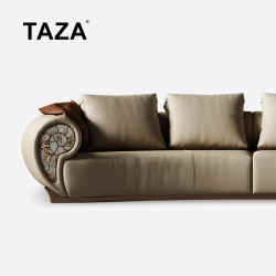 TAZA 沙发 意式轻奢牛皮沙发 别墅大户型客厅弧形海螺沙发高端奢华 Top Notch V级全真皮 四人位