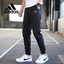 adidas 男裤长裤春秋季针织棉质收口束脚裤休闲跑步运动裤