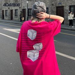 404MOBGANG 404MOB立体冰块字母印花短袖T恤男女潮流街头ins宽松情侣半袖打底