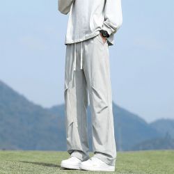 潮型库 速干冰丝裤子男夏季薄款美式潮牌宽松休闲裤男士显高运动裤