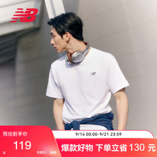 new balance T恤男款秋季潮流运动休闲舒适透气短袖MT41509 白色 XL