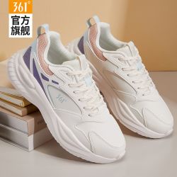 361° 女鞋运动鞋秋冬款女士超轻软底革面学生跑步鞋减震户外休闲鞋