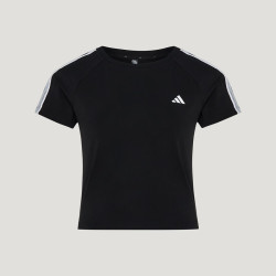 adidas 短袖女装 2026秋新款修身短款经典三条纹是休闲运动短袖T恤 KZ1525 S