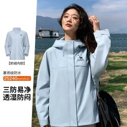 骆驼 3514冲锋衣女三合一暴雨级防水黑色外套男女款登山服