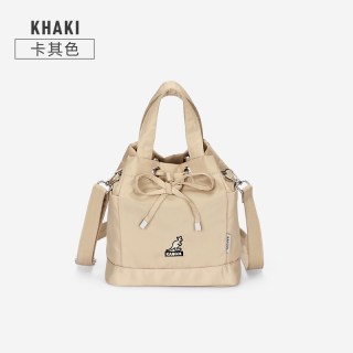 KANGOL 【抽绳水桶】女士斜挎手提圆筒包