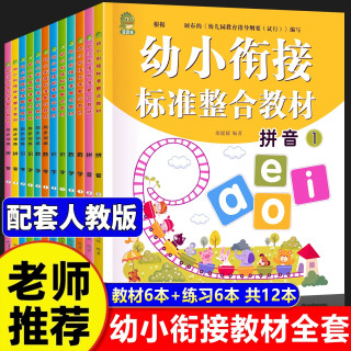 幼小衔接教材全套12册识字拼音数学训练书籍学前测试卷人教版认识
