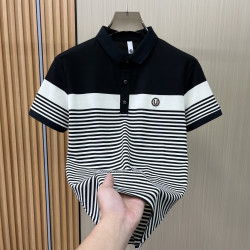 百搭Polo衫男士条纹短袖2025夏季新款青年时尚潮流刺绣短袖帅气