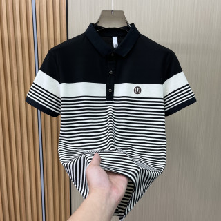 百搭Polo衫男士条纹短袖2025夏季新款青年时尚潮流刺绣短袖帅气