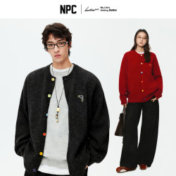 NPC 潮牌胸口刺绣针织开衫彩虹植绒扣秋冬男NP5CSW06