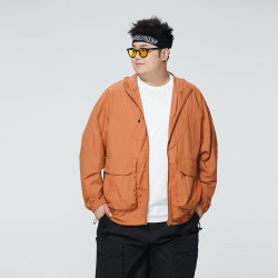 森老板大码男装加肥加大休闲UPF50+连帽户外防晒服