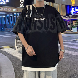 特别派 短袖t恤男夏季新款宽松假两件休闲半袖ins港风宽松潮牌青少年男装