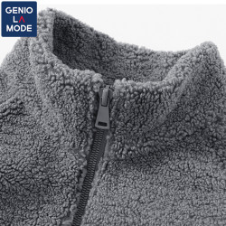 GENIOLAMODE 羊羔绒外套高级感男秋冬大码加厚复古情侣立领棉服潮