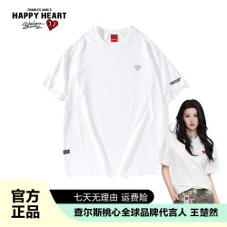 CHARLES JANG'S HAPPY HEART 新款白色小上衣短袖纯棉T恤网红款夏季nomo
