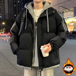 玛斯柏假两件棉衣男士冬季潮流防风条纹加厚保暖男女同款棉服外套