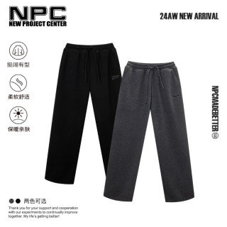 NPC 潮牌字母刺绣抽绳直筒运动休闲裤男卫裤潮流松紧腰NP4BSP02