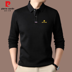 皮尔·卡丹 男士棉质长袖t恤春秋休闲商务翻领polo衫男装