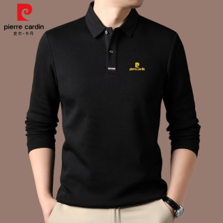 皮尔·卡丹 男士棉质长袖t恤春秋休闲商务翻领polo衫男装