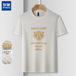 罗蒙 新品短袖含桑蚕丝男士时尚透气圆领T恤33921