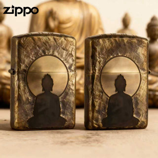 ZIPPO 打火机正品 四大皆空佛祖 纯铜做旧手雕 防风男士礼品
