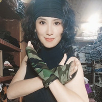 清风酷女郎加绒半手指手套