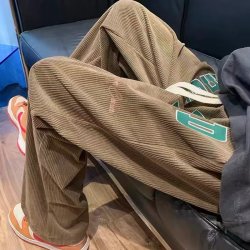 新款复古灯芯绒休闲裤男女春秋直筒宽松阔腿长裤抽绳高街风裤子