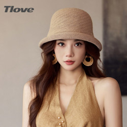 TLOVE 4397亚麻帽子女士夏季防晒帽遮阳帽卷边春秋太阳帽时尚减龄潮凉帽