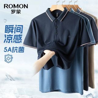 罗蒙 男士5A抗菌商务休闲短袖POLO衫4T091357