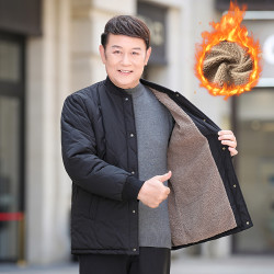 棉服男冬季加绒加厚中老年男士冬装羊羔绒衣内胆宽松爷爷装小棉袄