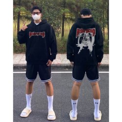 欧美式复古字母印花连帽lostctrl卫衣男秋冬街头潮牌嘻哈宽松上衣