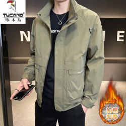 啄木鸟 啄木鳥男士冬季宽松夹克棉服外套韩版立领休闲二棉上衣