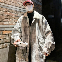 小香风格子棉服男款冬季高级感外套潮牌潮流ins仿羊羔绒加厚棉衣
