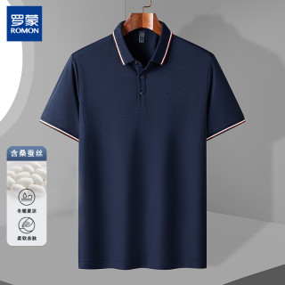 罗蒙 2023夏季新品男士翻领Polo衫短袖T恤纯色休闲