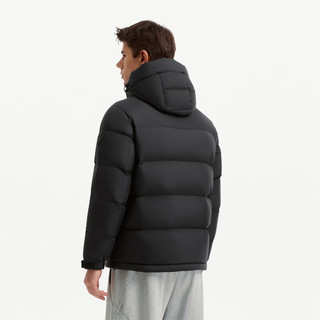 坦博尔 男士短款拼接连帽羽绒服 黑色 XL(180)