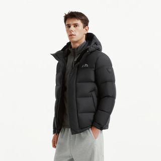 坦博尔 男士短款拼接连帽羽绒服 黑色 XL(180)