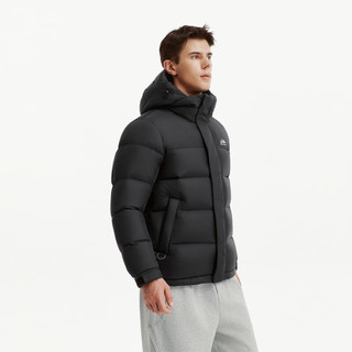 坦博尔 男士短款拼接连帽羽绒服 黑色 XL(180)