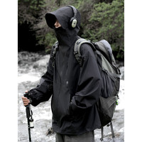 颂希尔 三防冲锋衣夹克男春秋季美式户外防水防风外套宽松登山连帽上衣服