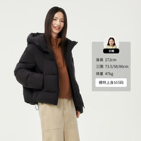 坦博尔 泡芙连帽羽绒服女短款 黑色 M码