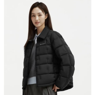 坦博尔 轻薄羽绒服女短款复古拼接翻领 90 鸭绒小个子外套