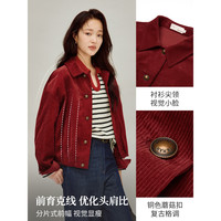 茵曼 100%棉灯芯绒花苞外套 奶杏色 M 女士夹克