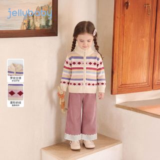JELLYBABY 远红外儿童开衫毛衣 彩色条纹 90cm