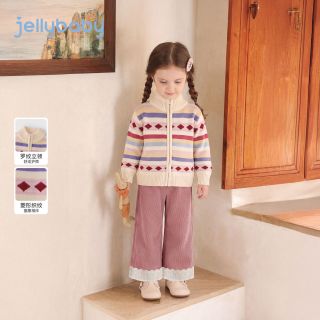 JELLYBABY 远红外儿童开衫毛衣 彩色条纹 90cm