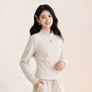 MISSWISS 半高领双拉链塑形保暖女士短外套
