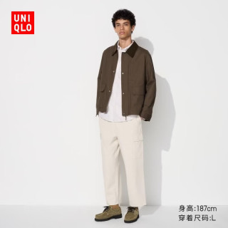 优衣库 男款/男女同款水洗宽松休闲工装九分裤/长裤479964 473177/01乳白色 4XL /185/120